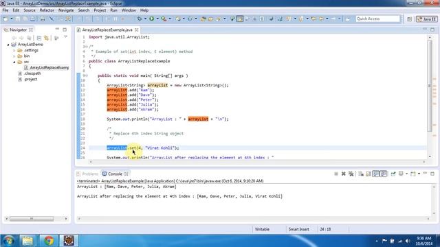 How to replace the object in the ArrayList? | Java Collection Framework