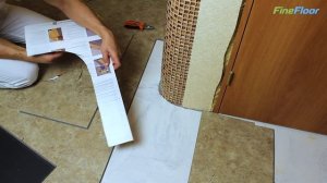 Подрезка плитки к изгибу стены. Укладка кварц-виниловой плитки (ПВХ) Fine Floor