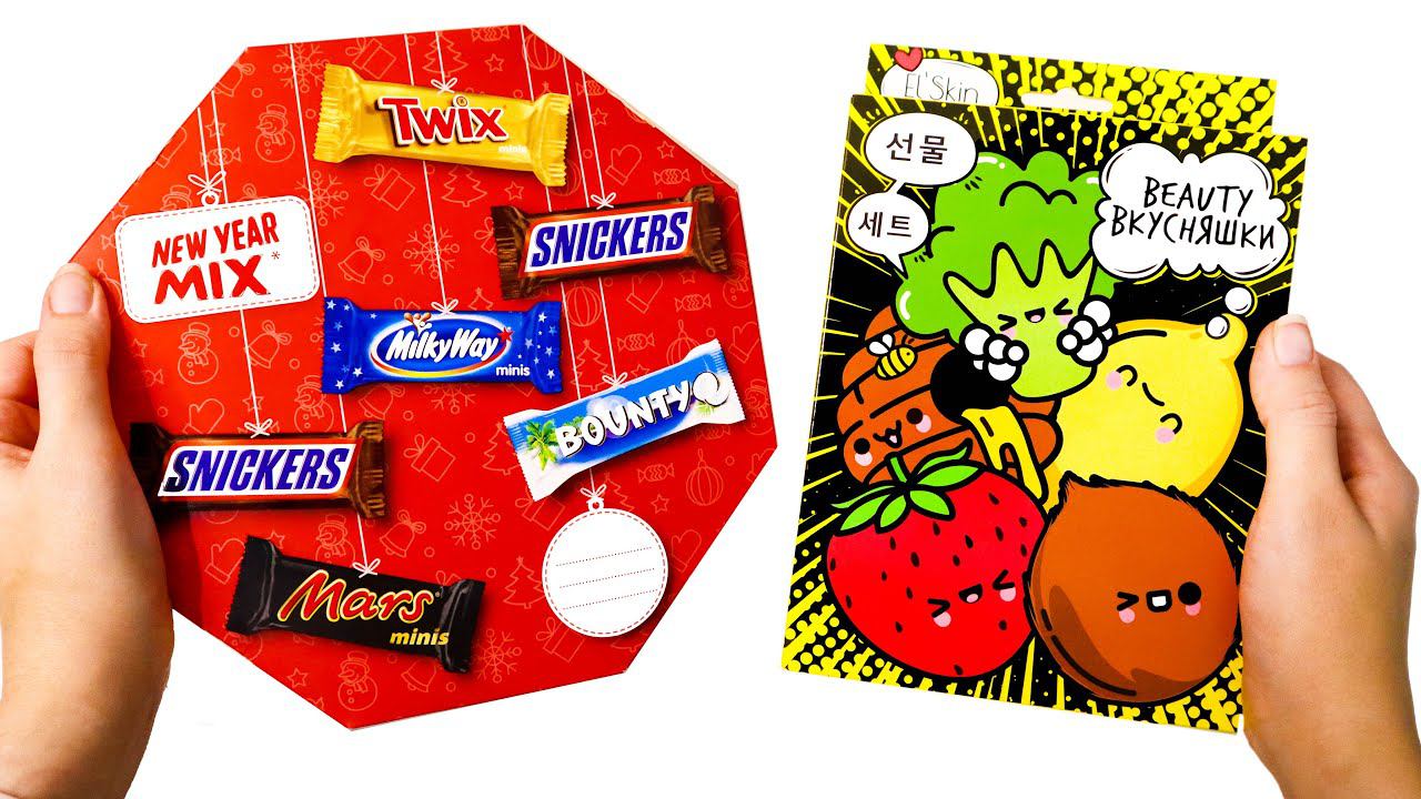 БИТВА ПОДАРКОВ: Сладкий vs Косметический / ДЕШЕВЫЕ Новогодние Подарки за 350 рублей смотреть онлайн