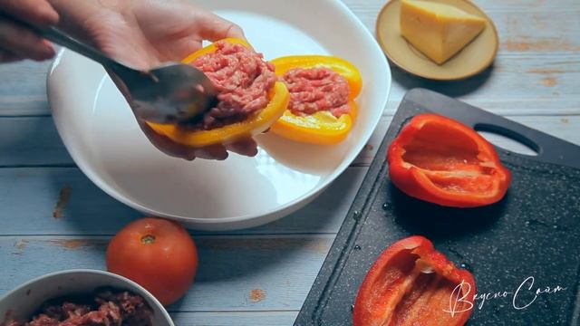 Фаршированный перец, запеченный в духовке с сыром смотреть онлайн