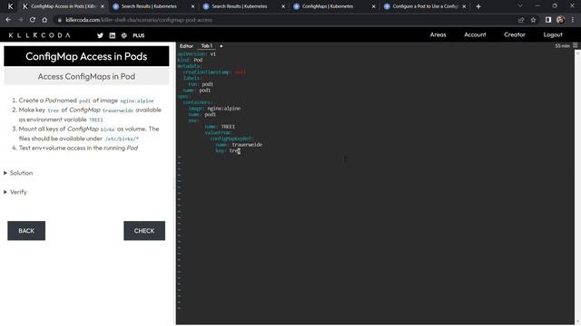 ConfigMap Access in Pods - Killer Shell CKA Killercoda Solution