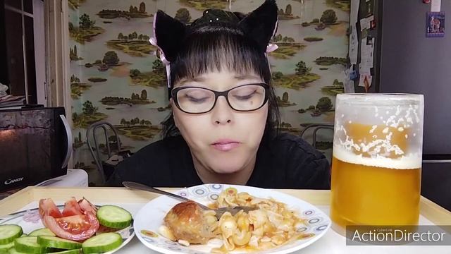 Мукбанг | Макароны с котлетой и подливой? | Я больше не буду готовить?