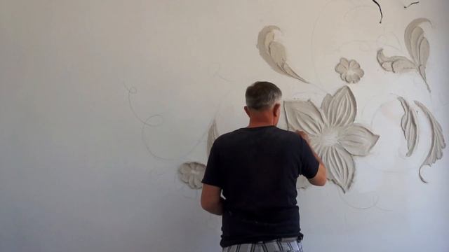 Барельеф на стене. Цветок в интерьере. Таймлапс
