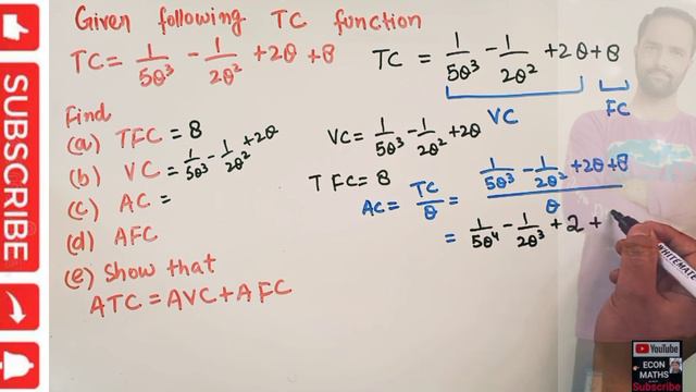 Finding Variable Cost, Total fixed cost, Average cost, Average,Fixed Cost from Total cost functio смотреть онлайн