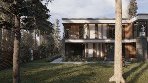 Проект дома в стиле хай тек. Двухэтажный дом с плоской кровлей и террасами.