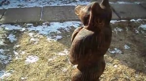 Резной медведь. Резьба бензопилой из дерева.