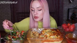 MUKBANG | Пюре, котлетки (запеканка), салат | Puree, cutlets (casserole), cheese, salad не ASMR