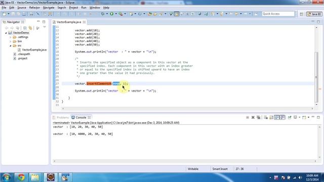 Vector (InsertElementAt method) | Java Collection Framework смотреть онлайн