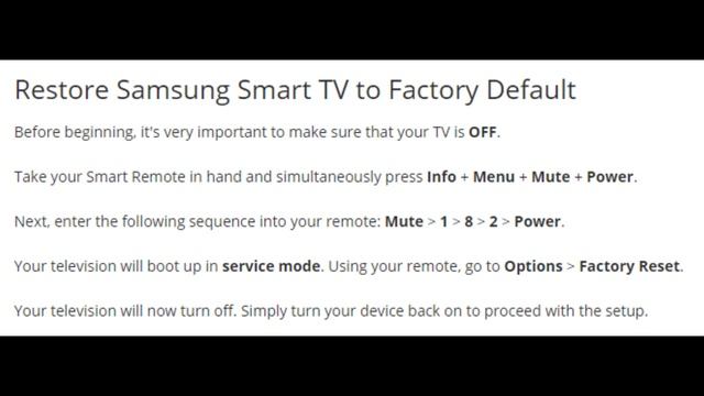 Reset a Samsung Smart TV to factory settings смотреть онлайн