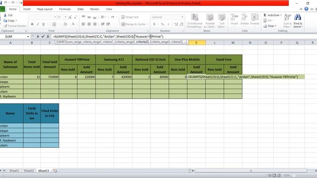 Countifs Formula In Excel -  Sumifs Function In Excel - Countifs Multiple Criteria - Microsoft Exce