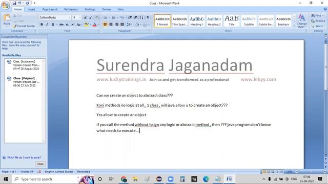 Abstract Class with examples || Java Tutorial for Beginners in Telugu