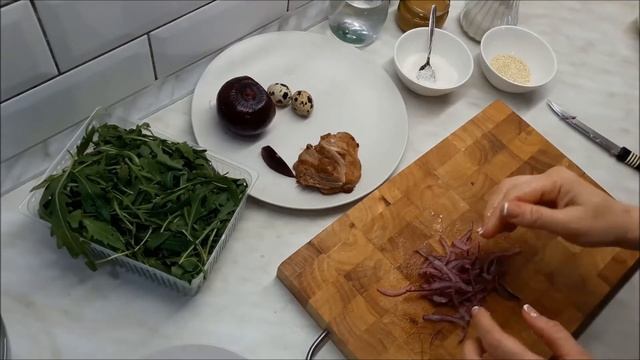 Вкусный салат с грушей и мясом.       Salad with pears with turkey