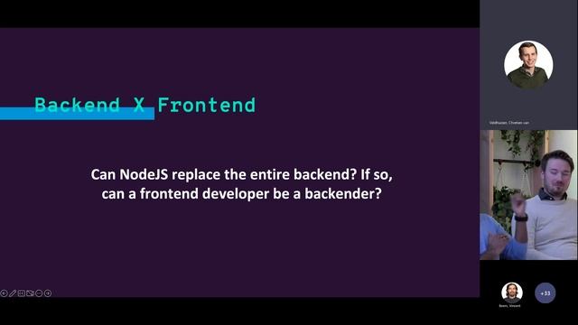 Frontend versus Backend  Frontend Lighting talks