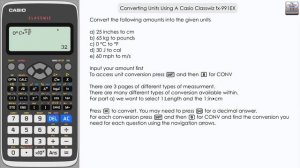 Converting Units Using A Casio Classwiz fx-991EX Calculator