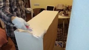 Покраска б/у кухонного шкафчика с ДСП 2 этап