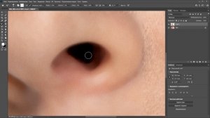 Убираем быстро волосы в носу в photoshop
