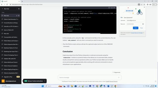 How to capture Python interpreter's andor CMDEXE's output from a Python script