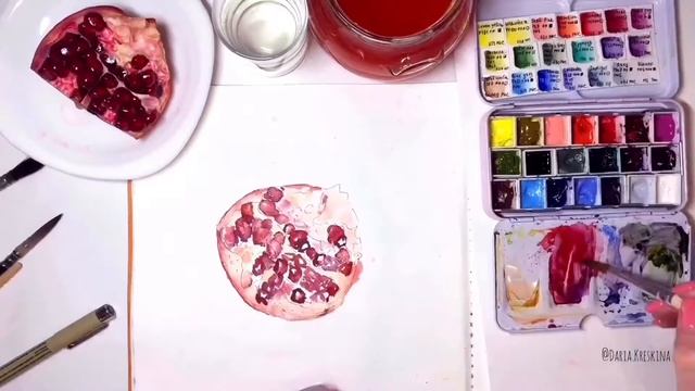 Speed paint • Гранат акварелью смотреть онлайн