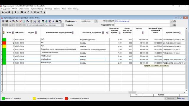 Урок 31. Настройка графика работы в программе Кадровый учет | Режим 2/2 по 10 ч.
