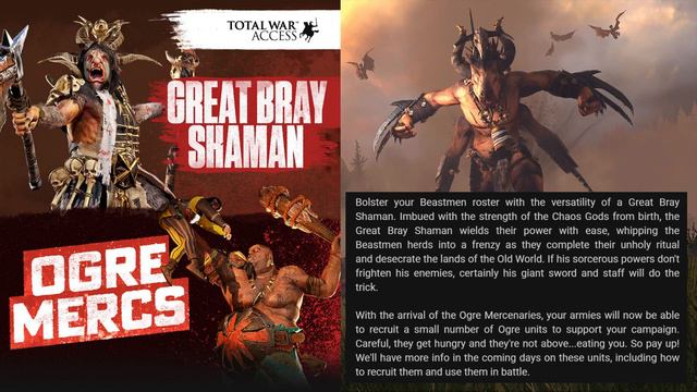 NEW Total War Access FLC CONFIRMED - Ogre Mercenaries and Great Bray Shaman - Total War Warhammer 2 смотреть онлайн