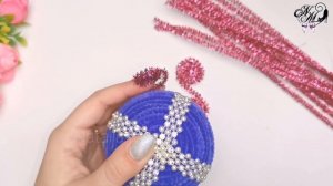 ВЗЯЛА ПЕНОПЛАСТОВЫЙ ШАР, СИНЕЛЬНУЮ ПРОВОЛОКУ И СДЕЛАЛА НОВОГОДНИЕ ИГРУШКИ НА ЁЛКУ СВОИМИ РУКАМИ