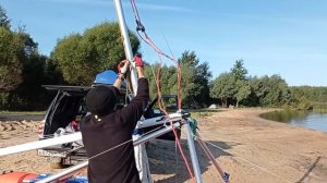 Подъем мачты на СибКат 21 с помощью штатной "приспособы"