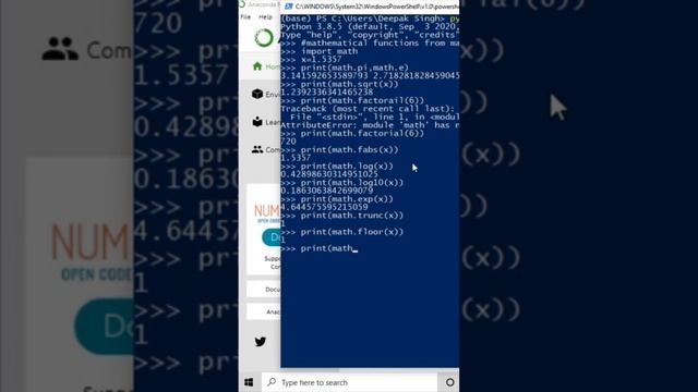 python program | math modules function | anaconda Powershell |5.22