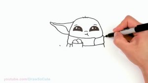 How to Draw Baby Yoda Eating Chicky Nuggies ❤️