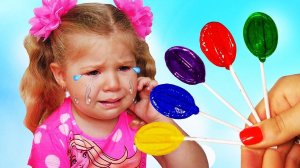 Bad baby with tantrum and crying for lollipops Little Babies learn colors with finger song video