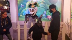 meeting Julian Madagascar characters at Universal studios Hollywood meet and greet dancing