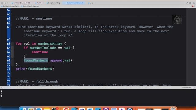 Switch and Loop Control Statement ( break,continue,fallthrough,return,throw ) in Swift 5 #ios