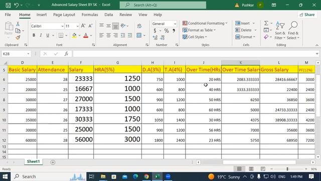 How to create Salary Sheet in MS Excel | GIT Education смотреть онлайн