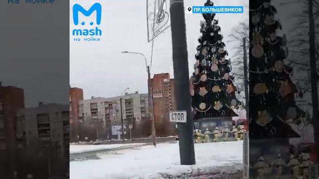 Бригада пожарных пляшет в хороводе вокруг елки в Петербурге