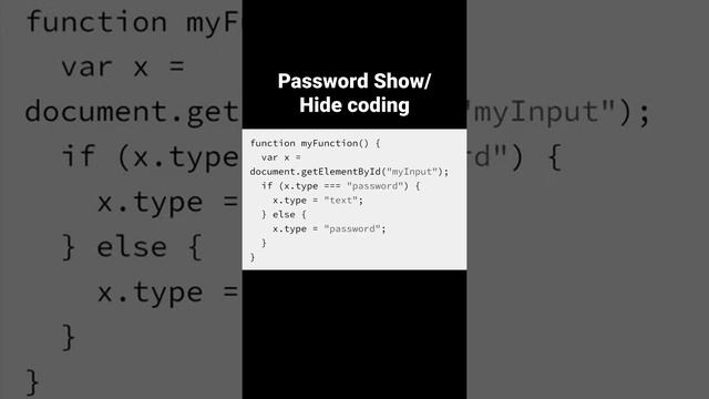 Password show/hide coding in javascript