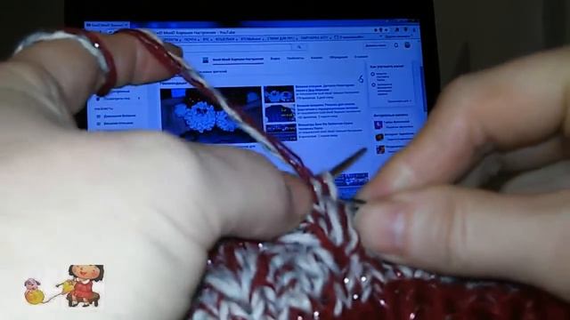 #Вязание_спицами #Носки вяжем #на_двух_спицах Рисунок #Вытянутые_петли или #Гусиные_лапки смотреть онлайн