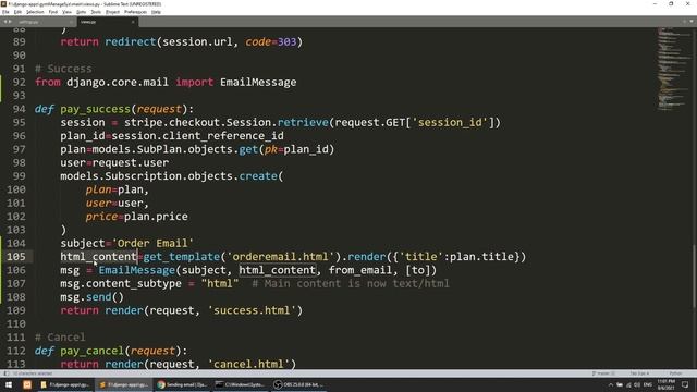 Send html email via Django EmailMessage Object | Django Full Course: Gym Management System #18
