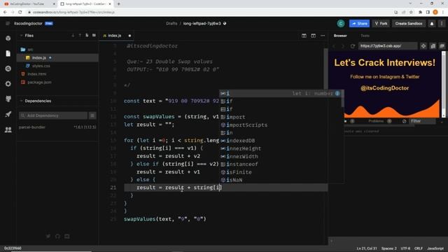 JavaScript interview questions (Double Swap String Values in 2 Ways!!) #javascriptinterviewquestion