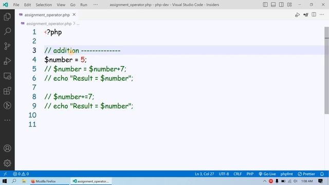 PHP tutorial - Assignment Operators