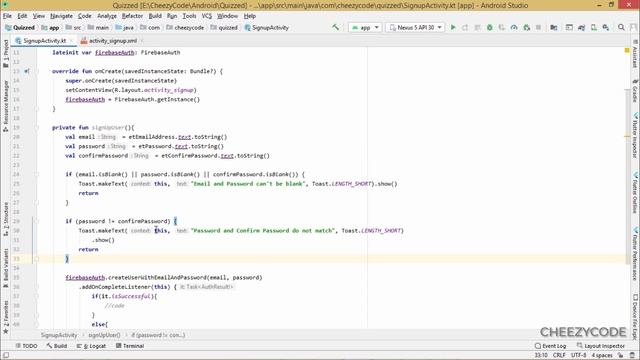 Android Login and Signup Firebase Authentication | Quiz App Tutorial | CheezyCode #3 смотреть онлайн