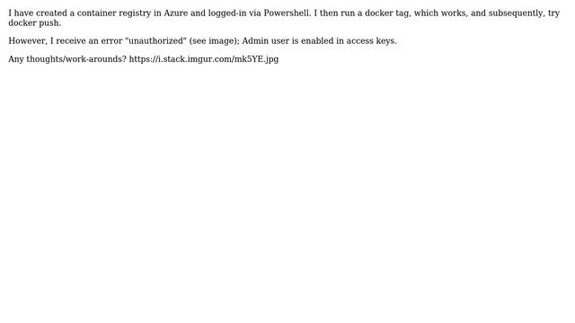 Azure Container: Docker Push Authentication Issue смотреть онлайн