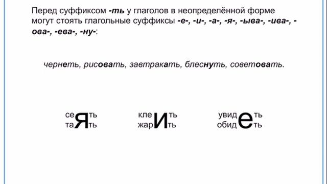 Неопределённая форма глагола. Глагольные суффиксы.