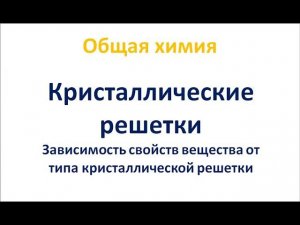 Типы кристаллических решеток