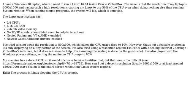 Virtualbox on high resolution monitor using all CPU even when idle смотреть онлайн