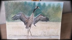 Журавль. пастель