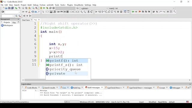 C25. Right Shift  And Left Shift  Operators with programs