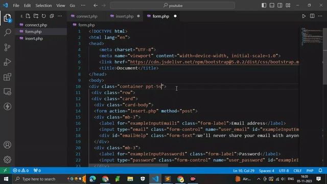 Insert FORM data in MySQL Database form PHP || Tutorial - #3