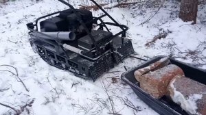 Используем мотобуксировщик при заготовке дров