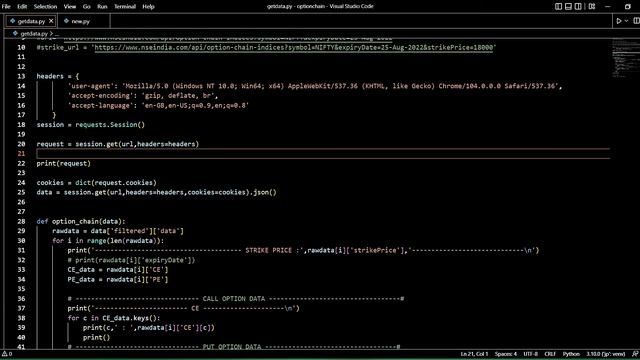How to get option chain data using Python in Telugu | option chain data