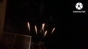 Салют на пляже в Испании (Malgrat de Mar).  Feuerwerk am Strand in Spanien.