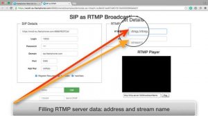 Broadcasting of a SIP call to RTMP server